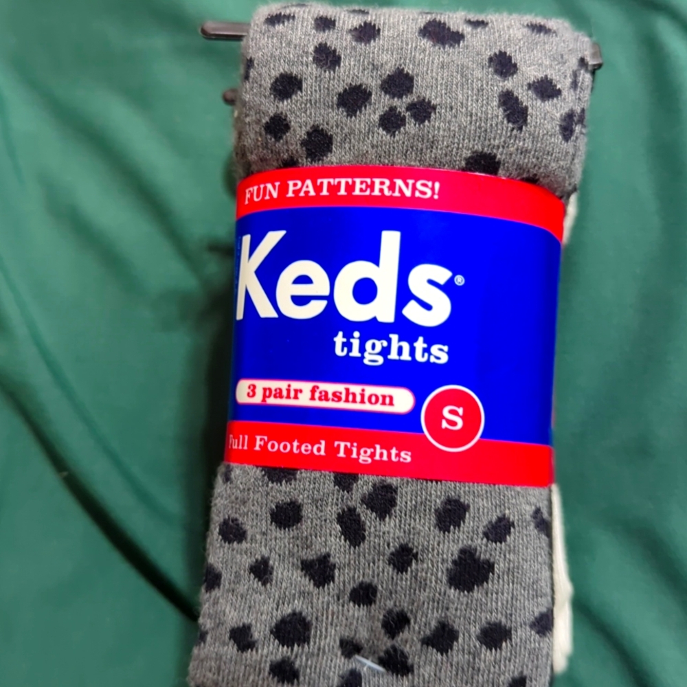 3 Pair Keds Girls Tights Size 4-6 new in package